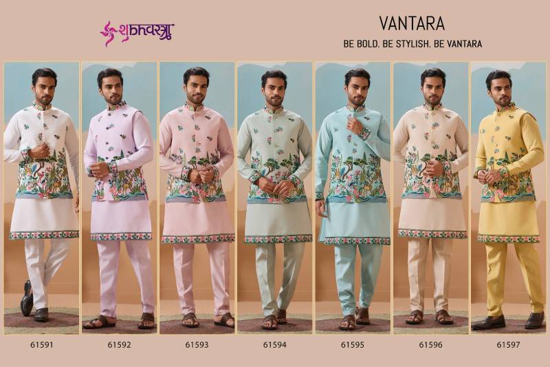 Shubhvastra Vantara Viscose Silk Threadwork Kurta Bottom Koti Collection