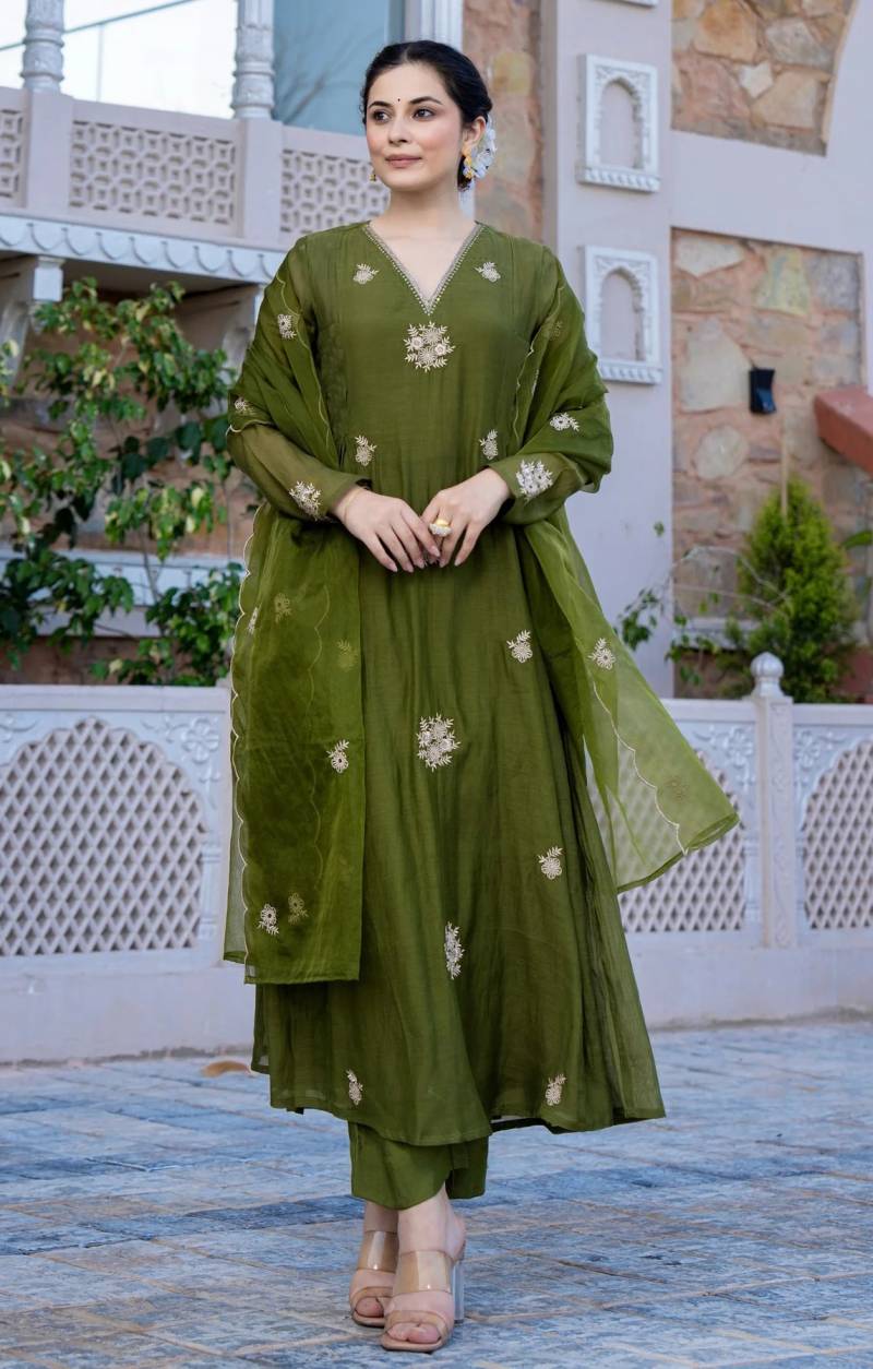 Dhruvi 386 Designer Silk Festival Wear Kurti With Bottom Dupatta