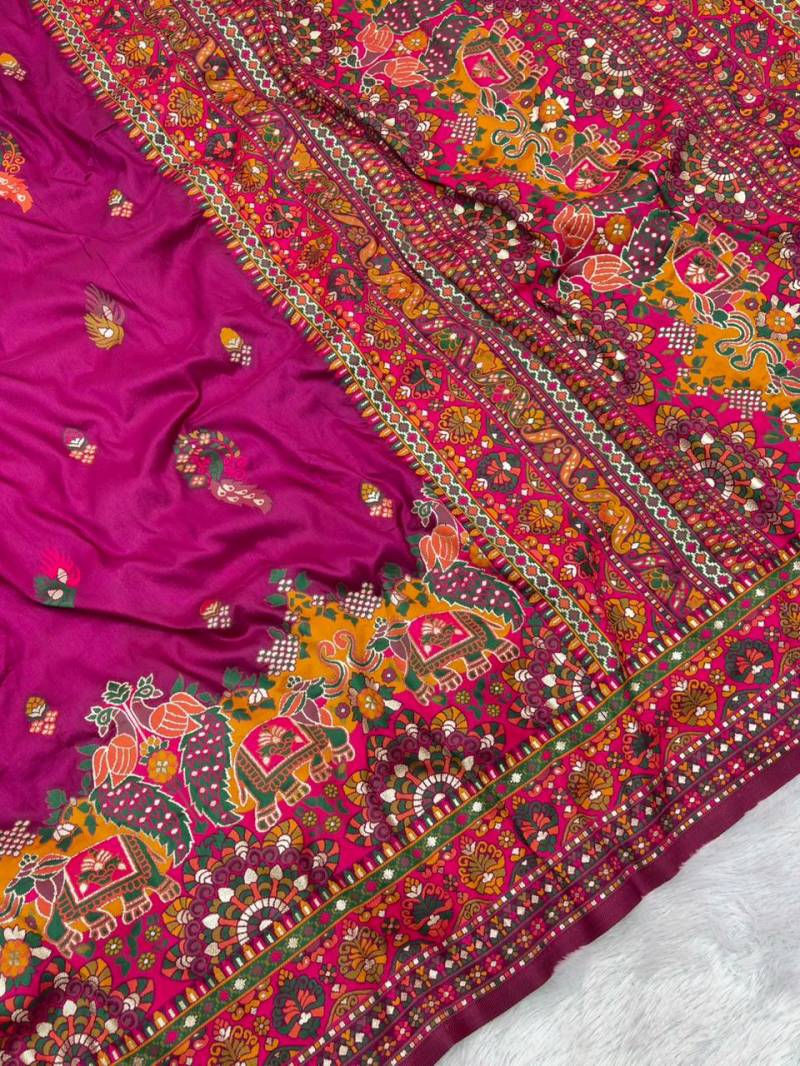 Kc 348 Rajwadi Pashmina SIlk Kashmiri Thread Beautiful Saree Collection