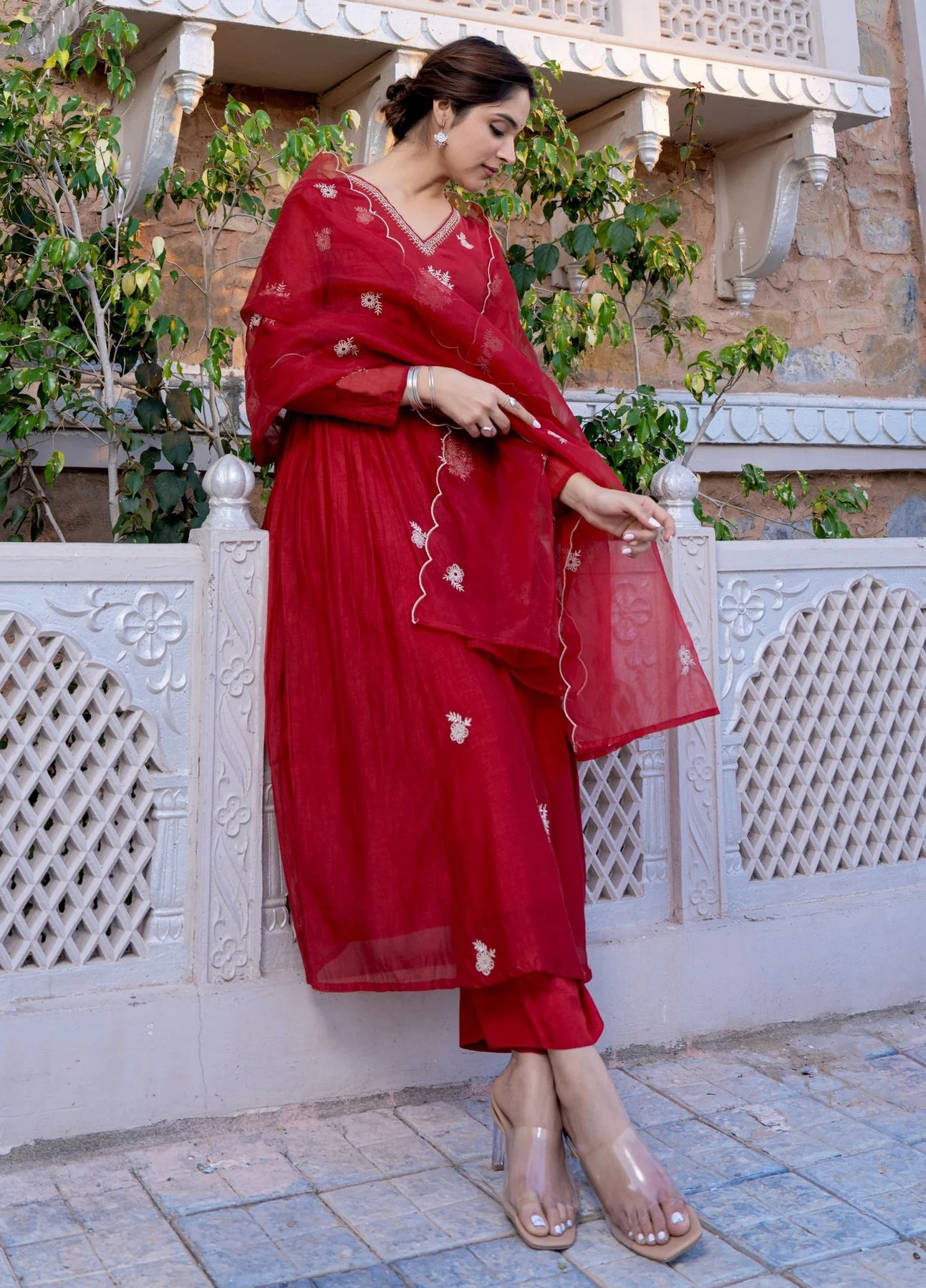 Dhruvi 387 Silk Embroidery Kurti Bottom With Dupatta