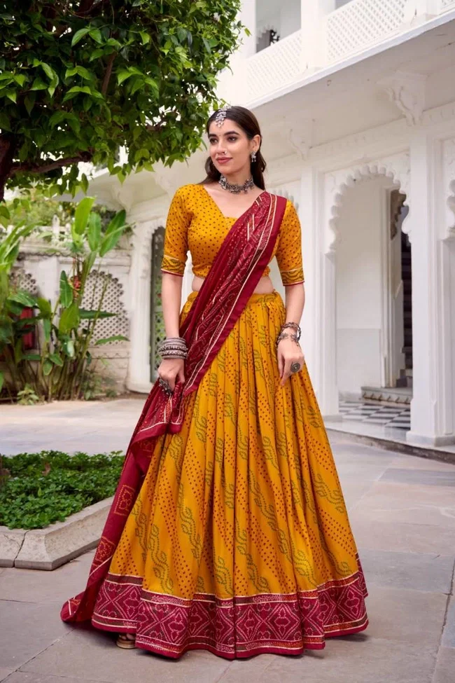 Lekha Yf 1250 Tussar Silk Bandhani Printed Lehenga Choli Collection