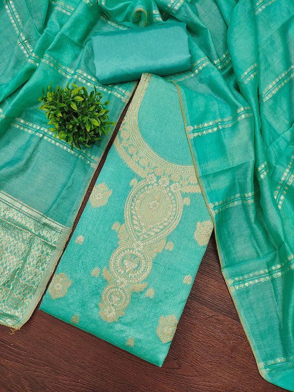 Navya Suit 176 Party Wear Unstitched Embroidery Jacquard Silk top with Bottom and Dupatta Suit