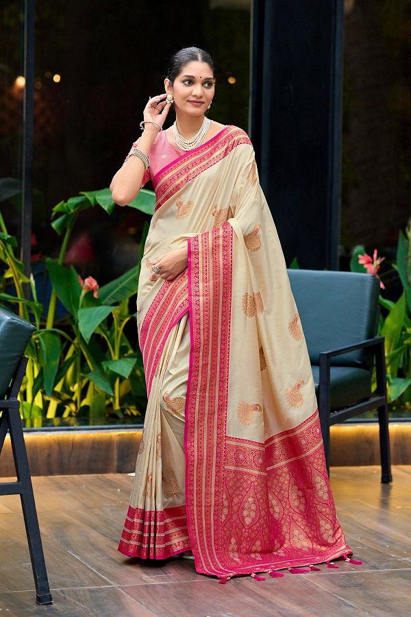 Meera 314 Party Wear Zari Weaving Worked Paithani Silk Saree with Un Stitched Blouse
