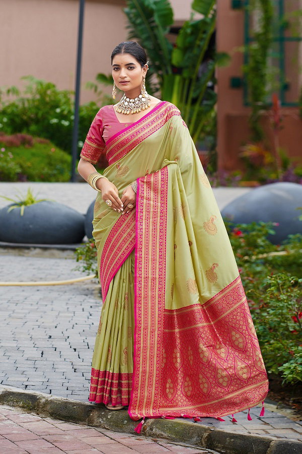 Meera 314 Party Wear Zari Weaving Worked Paithani Silk Saree with Un Stitched Blouse