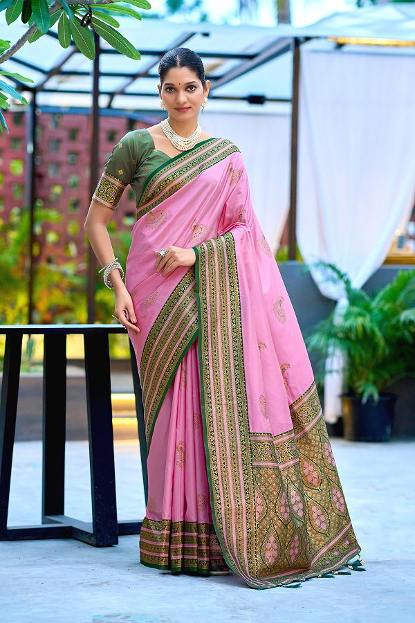 Meera 314 Party Wear Zari Weaving Worked Paithani Silk Saree with Un Stitched Blouse