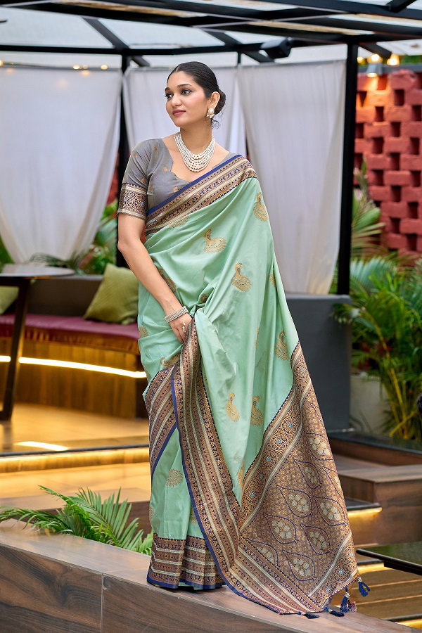 Meera 314 Party Wear Zari Weaving Worked Paithani Silk Saree with Un Stitched Blouse