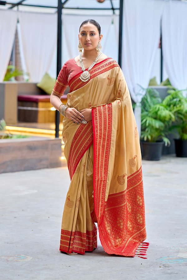 Meera 314 Party Wear Zari Weaving Worked Paithani Silk Saree with Un Stitched Blouse