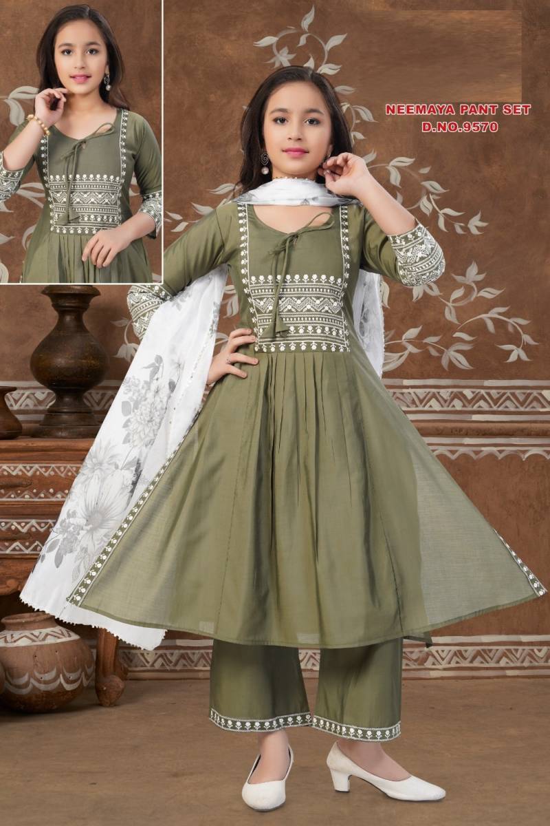 Neemaya Pant Set 9570 Roman Silk Kurti With Bottom Dupatta