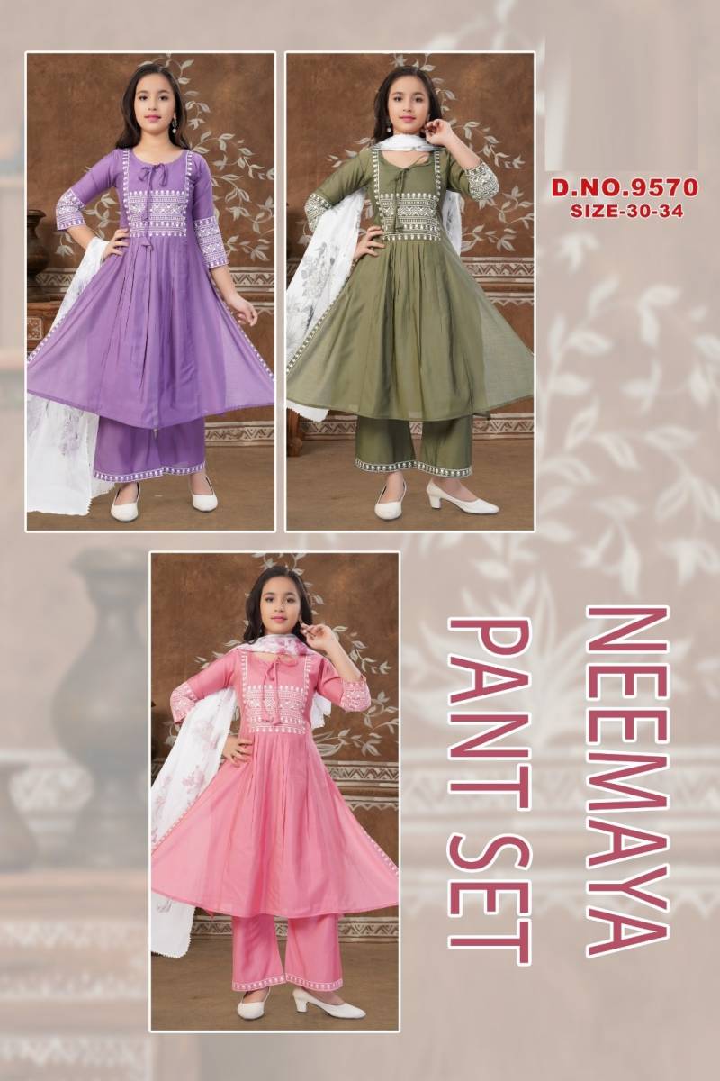 Neemaya Pant Set 9570 Roman Silk Kurti With Bottom Dupatta