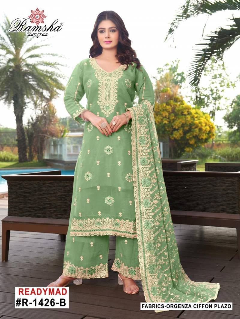 Ramsha R 1426 A To D Organza Embroidery Work Pakistani Salwar Kameez