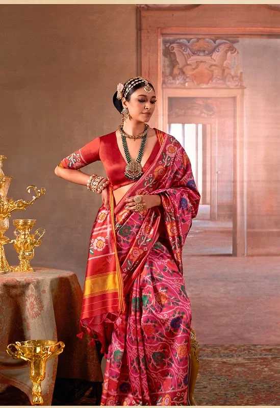 Kreshva Patola Deluxe P. V. Silk With Weaving Patola Print Traditional Saree