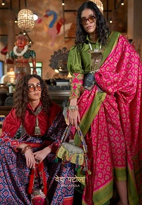 Kreshva Veda Patola Double Ikkat Super Silk Festival wear Saree