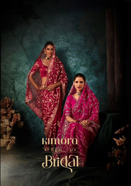 Kimora Bridal Premium Fancy Fabric With Handwork Festive Wear Saree