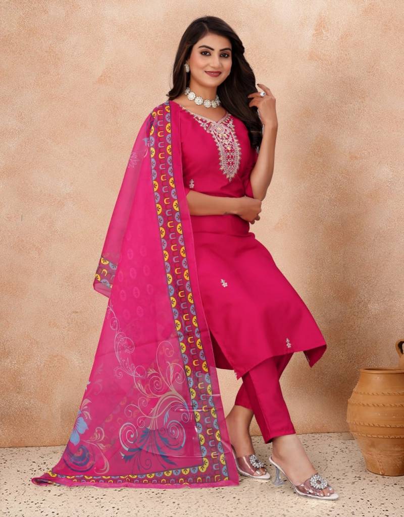 9Star Fashion Guzarish Cotton Blend Embroidery Worked Kurti With Bottom Dupatta