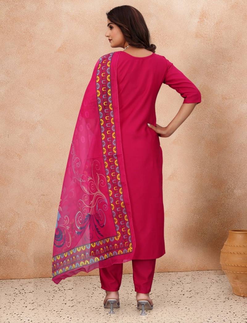9Star Fashion Guzarish Cotton Blend Embroidery Worked Kurti With Bottom Dupatta
