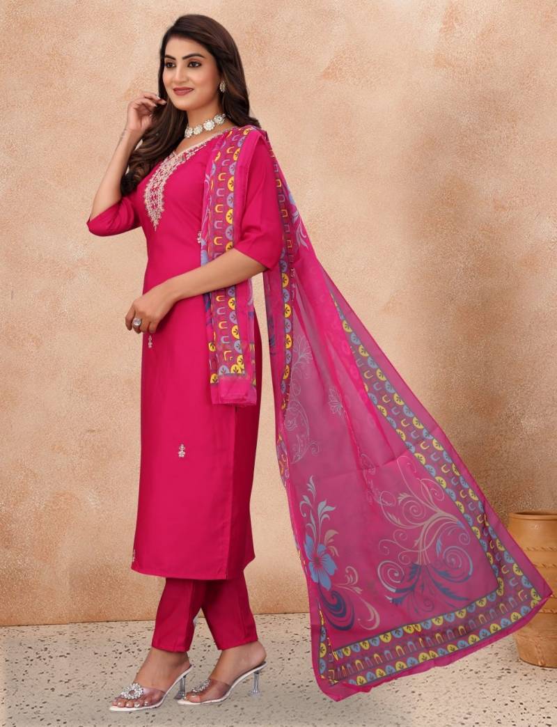 9Star Fashion Guzarish Cotton Blend Embroidery Worked Kurti With Bottom Dupatta