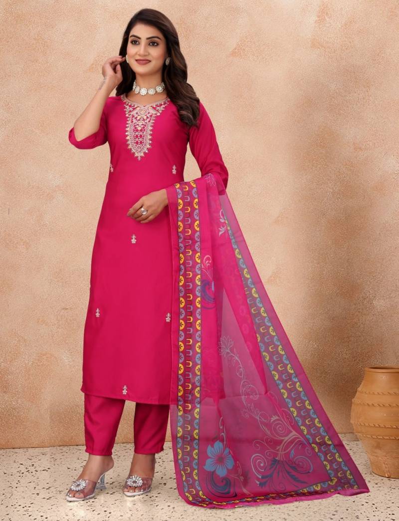 9Star Fashion Guzarish Cotton Blend Embroidery Worked Kurti With Bottom Dupatta