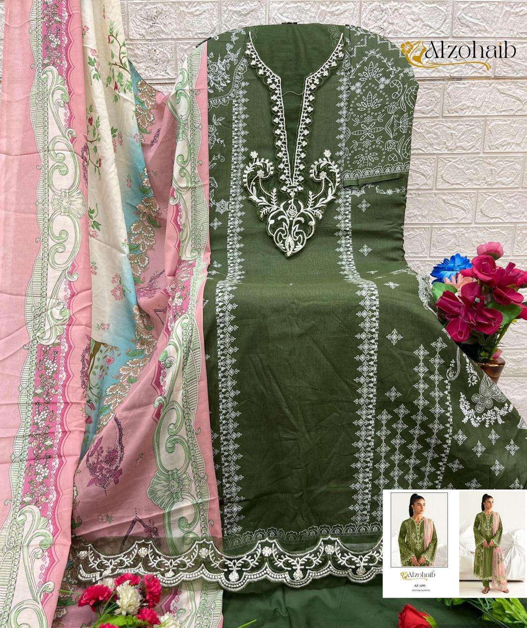 Alzohaib Az 1294 To 1300 Cotton Dupatta Pakistani Suits Collection