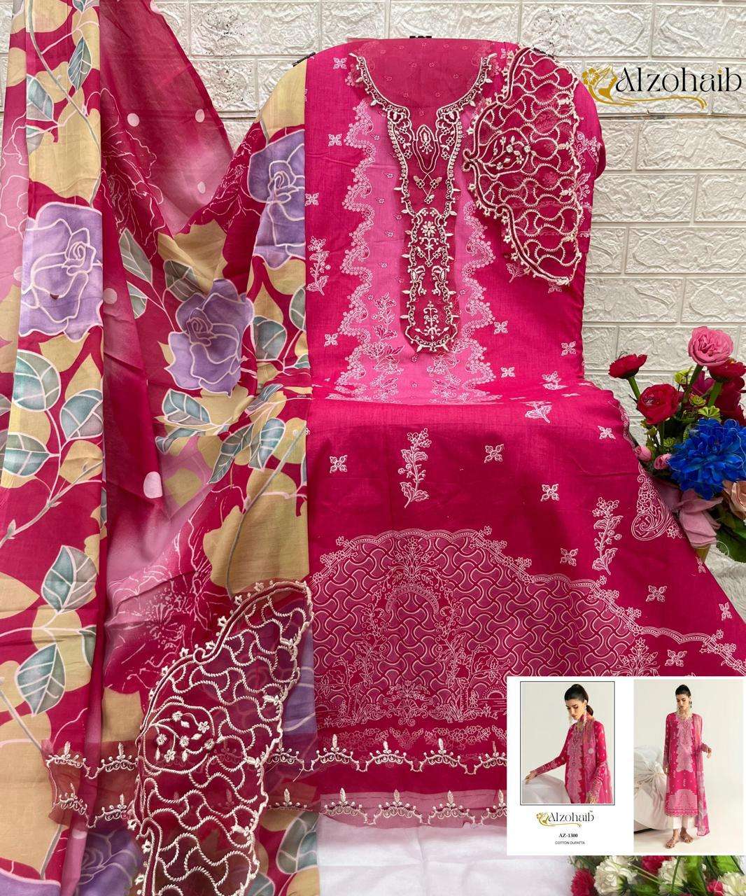 Alzohaib Az 1294 To 1300 Cotton Dupatta Pakistani Suits Collection