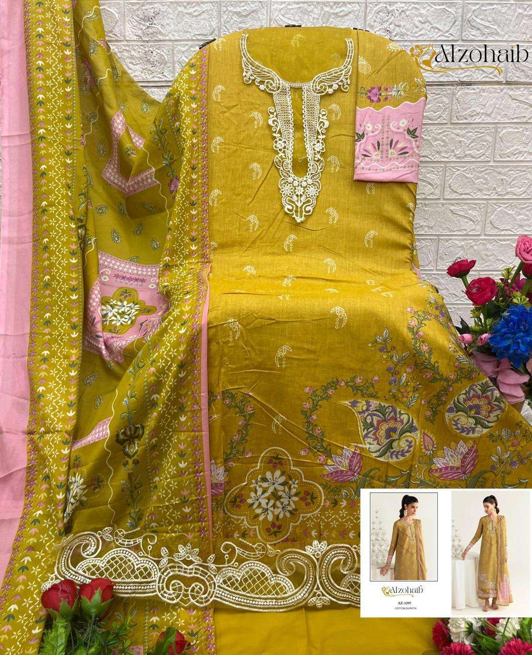 Alzohaib Az 1294 To 1300 Cotton Dupatta Pakistani Suits Collection