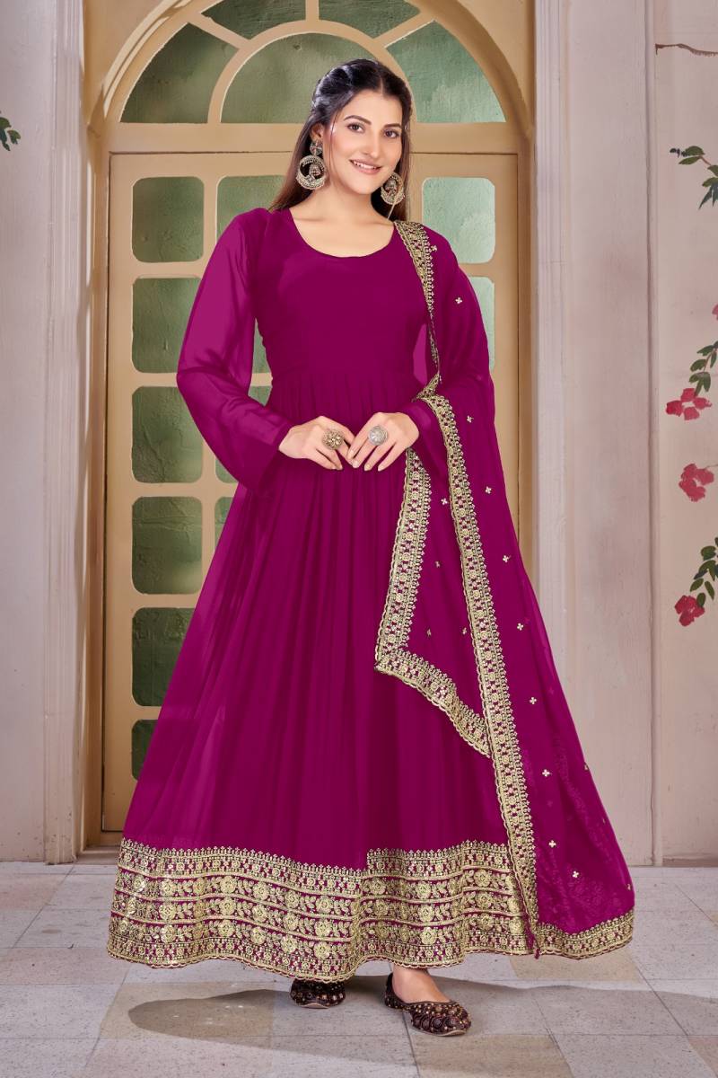 Yd 045 Georgette Embroidery Worked Fancy Anarkali Gown Collection