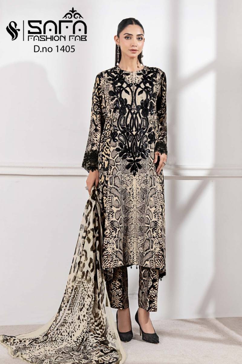 Safa Fashion Fab 1405 Designer Embroidered Top Bottom With Dupatta