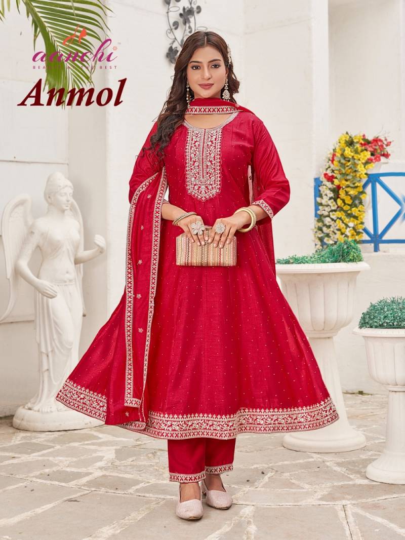 Aanchi Anmol Vichitra Silk Fancy kurti Bottom With Dupatta Collection