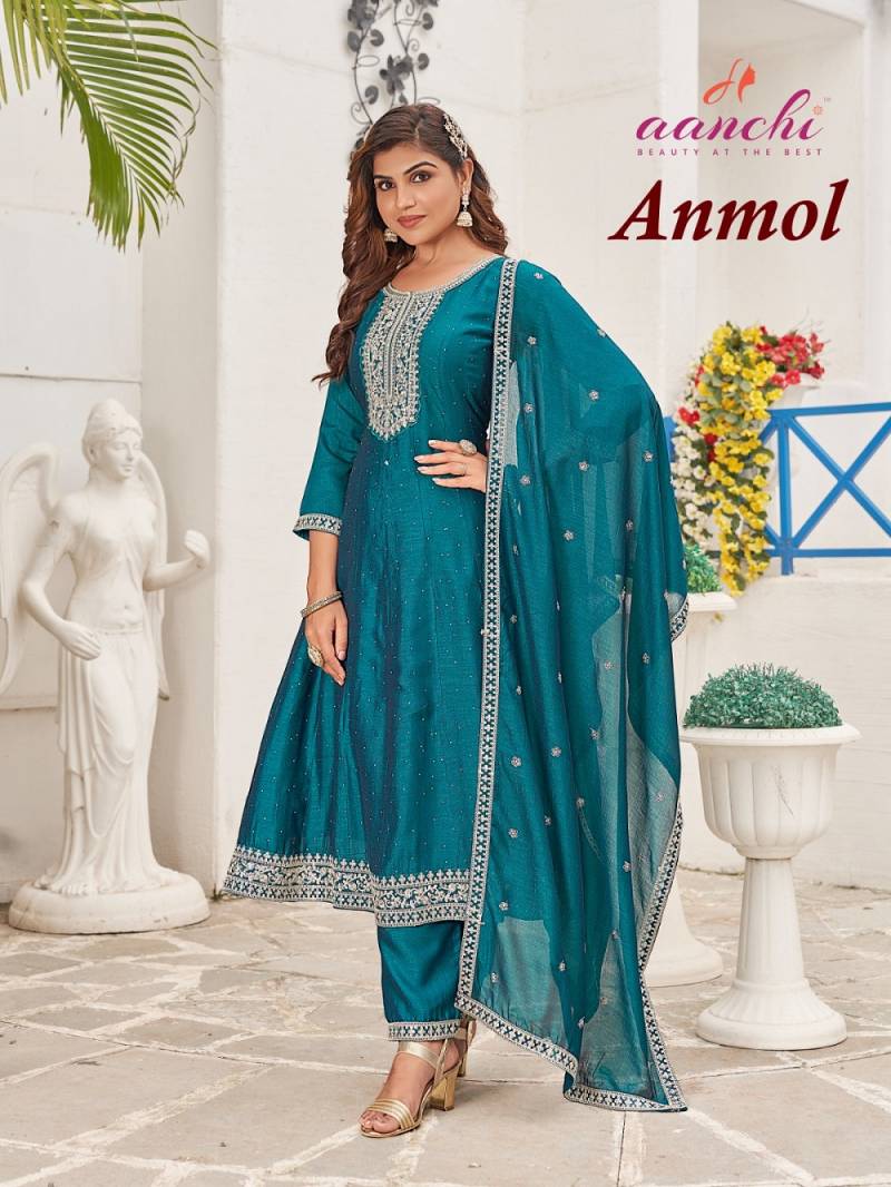 Aanchi Anmol Vichitra Silk Fancy kurti Bottom With Dupatta Collection