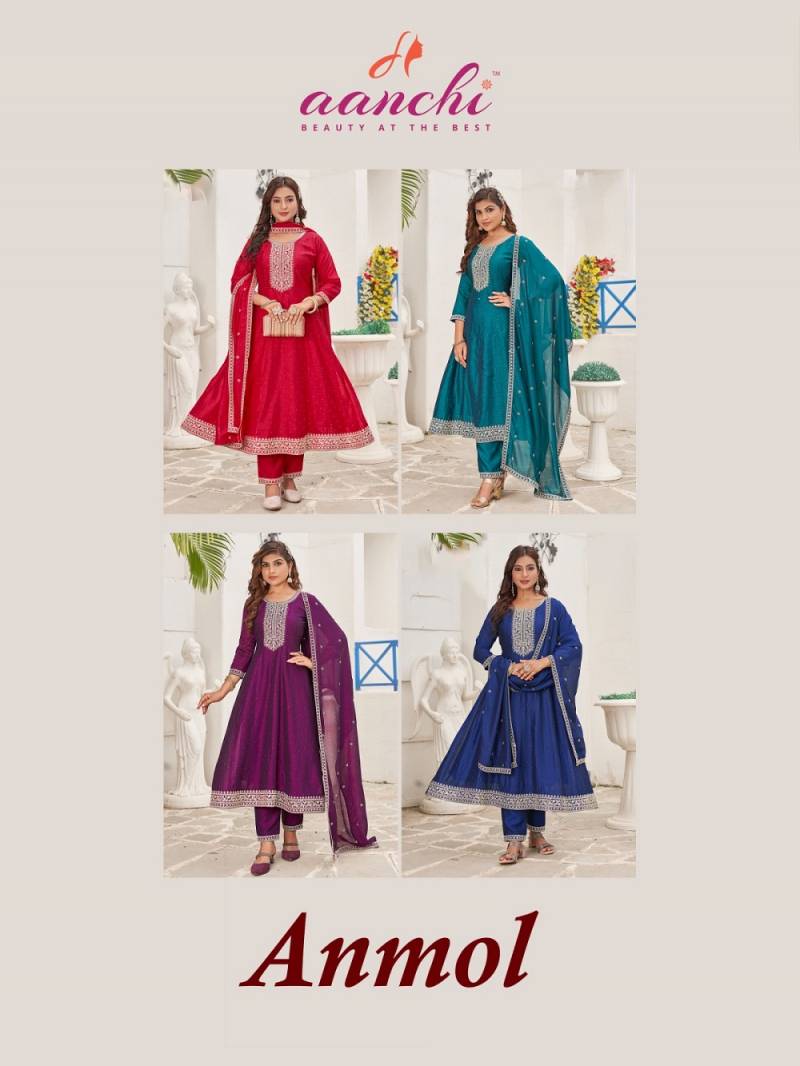Aanchi Anmol Vichitra Silk Fancy kurti Bottom With Dupatta Collection