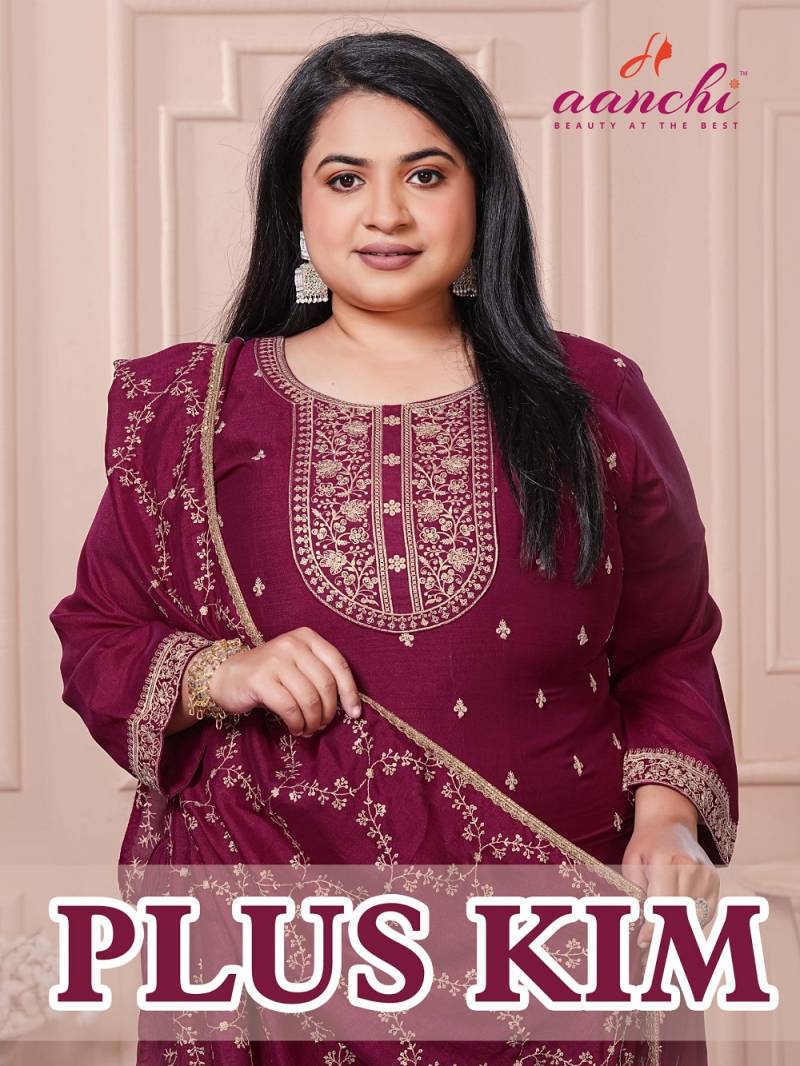 Aanchi Plus Kim Vichitra Silk Stylish Kurti Bottom With Dupatta Collection 