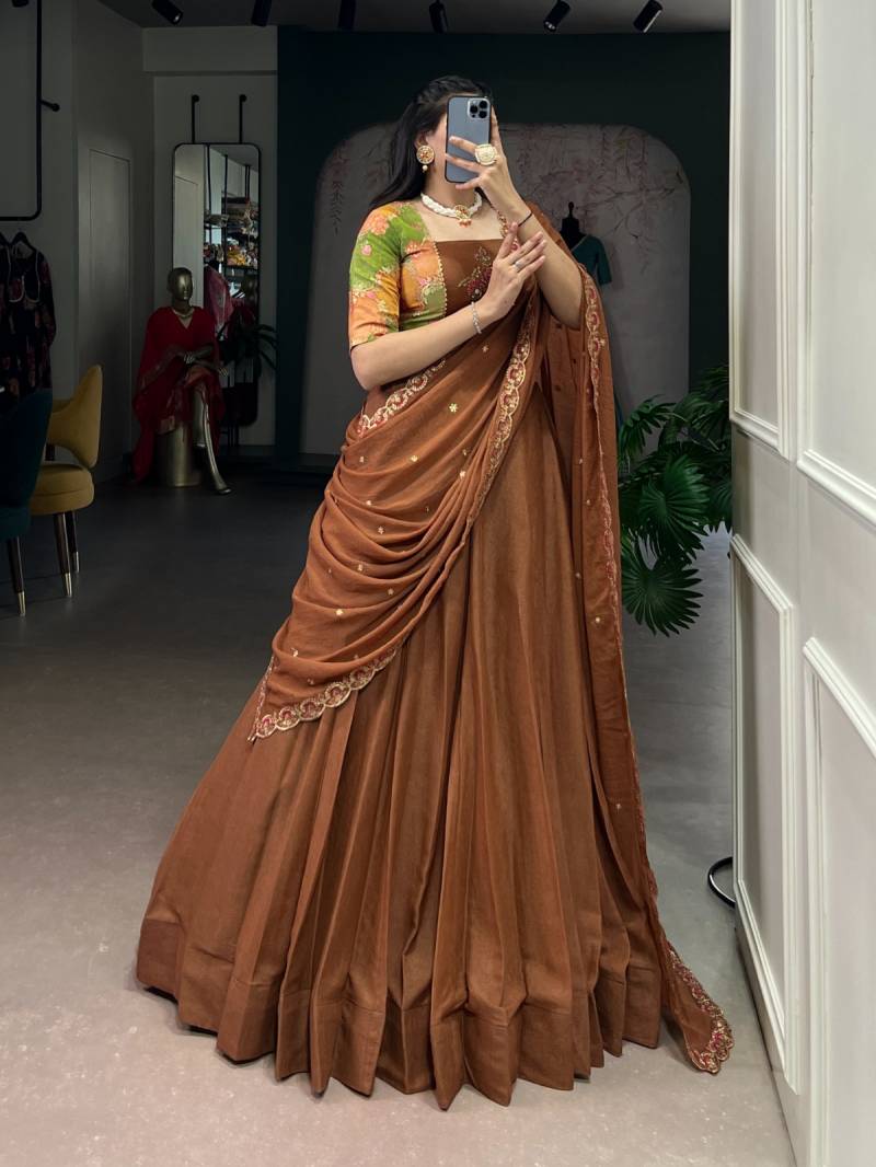 Lekha Yf 1068 Chocolate Crush Plain Lehenga Choli Collection