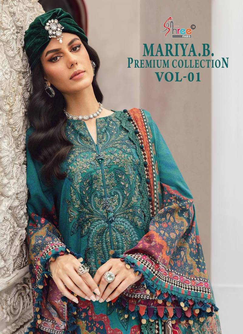 Shree Maria B Premium Collection Vol 1 Cotton Dupatta Pakistani Suits Collection 