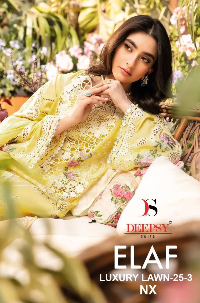 Deepsy Elaf Luxury Lawn 25 Vol 3 Nx Cotton Embroidered Pakistani Suits Collection 