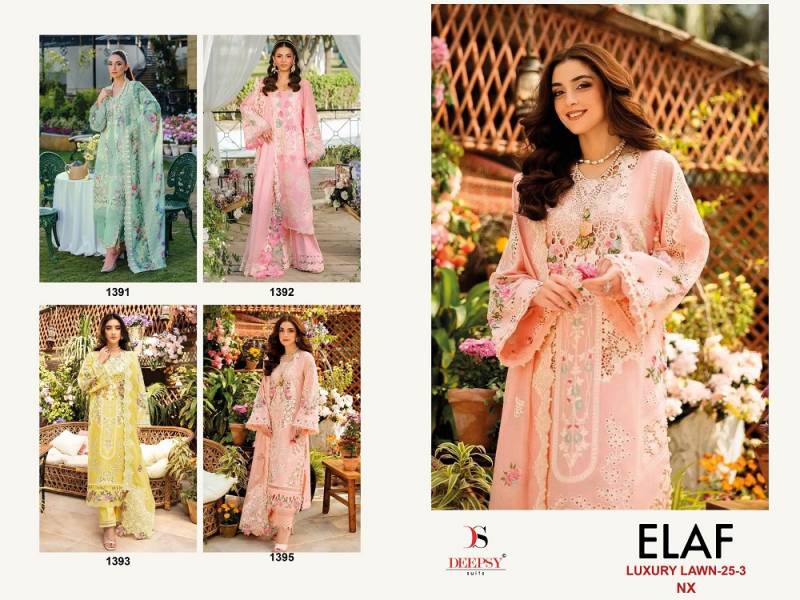 Deepsy Elaf Luxury Lawn 25 Vol 3 Nx Cotton Embroidered Pakistani Suits Collection 