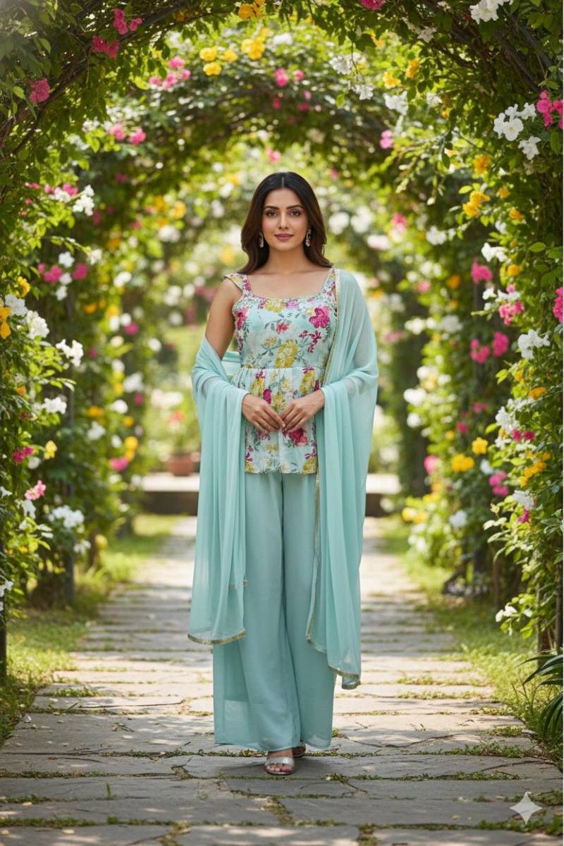 Naisha K 490 Designer Chinon Printed Indo Western Collection