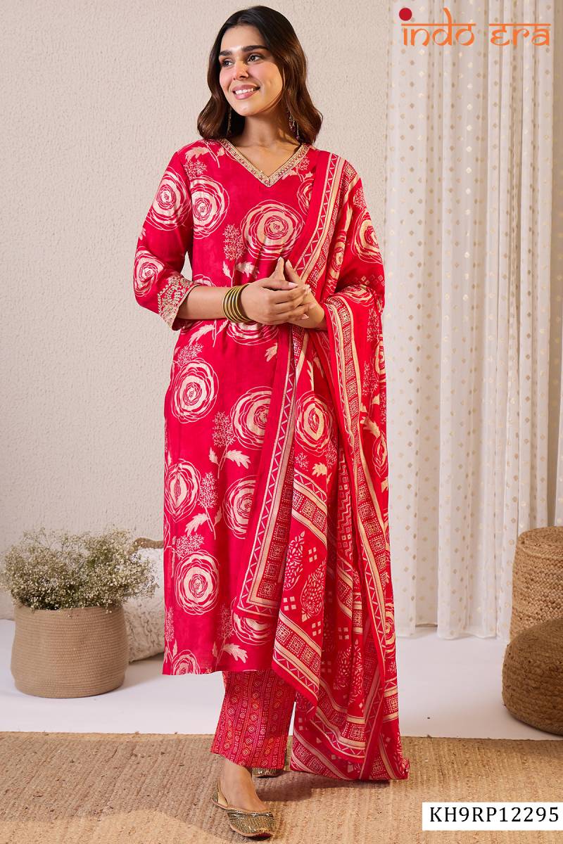 Indo Era 2594 Chanderi Silk Floral Printed Beautiful Kurti WIth Botttom Dupatta