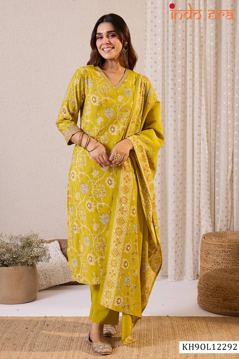 Indo Era 2594 Chanderi Silk Floral Printed Beautiful Kurti WIth Botttom Dupatta