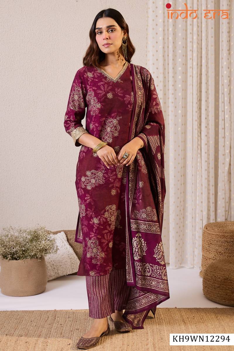 Indo Era 2594 Chanderi Silk Floral Printed Beautiful Kurti WIth Botttom Dupatta