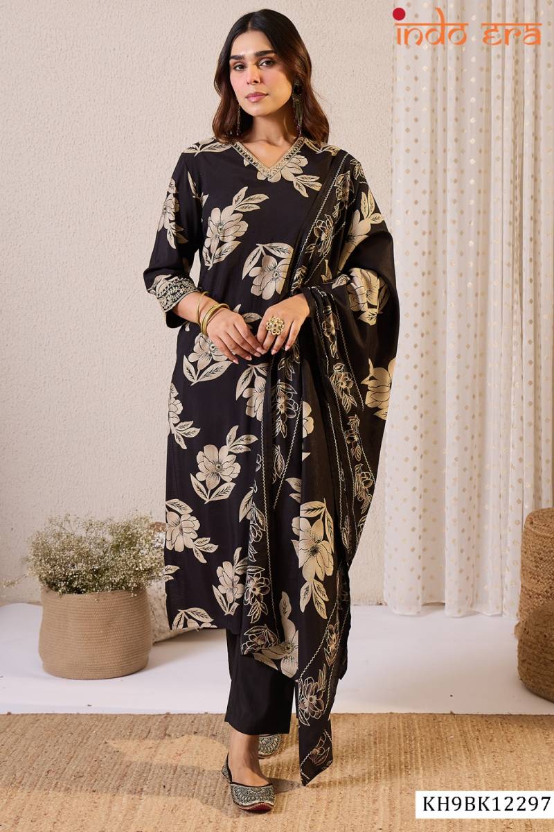 Indo Era 2594 Chanderi Silk Floral Printed Beautiful Kurti WIth Botttom Dupatta