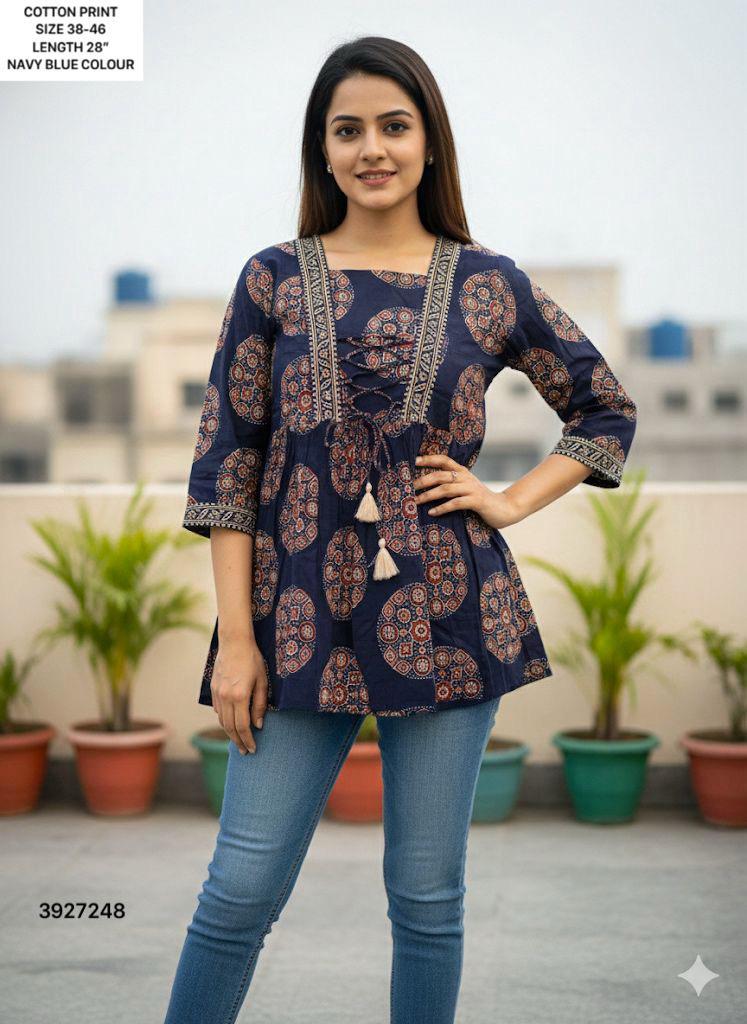 Naisha K 499 Cotton Printed Stylish Ladies Top Collection