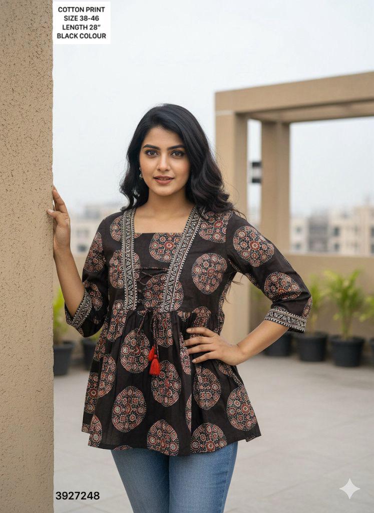 Naisha K 499 Cotton Printed Stylish Ladies Top Collection