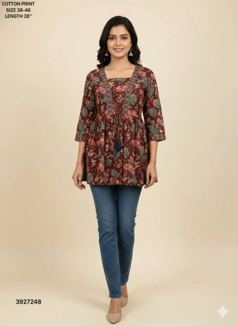 Naisha K 499 Cotton Printed Stylish Ladies Top Collection