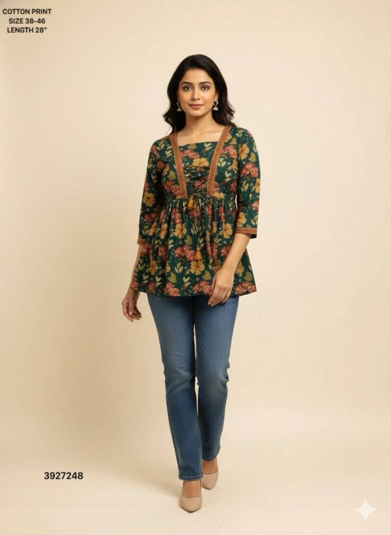 Naisha K 499 Cotton Printed Stylish Ladies Top Collection