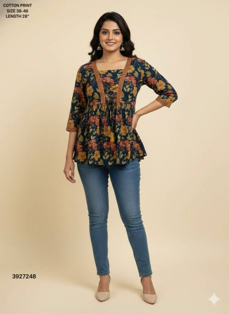 Naisha K 499 Cotton Printed Stylish Ladies Top Collection