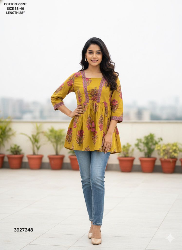 Naisha K 499 Cotton Printed Stylish Ladies Top Collection
