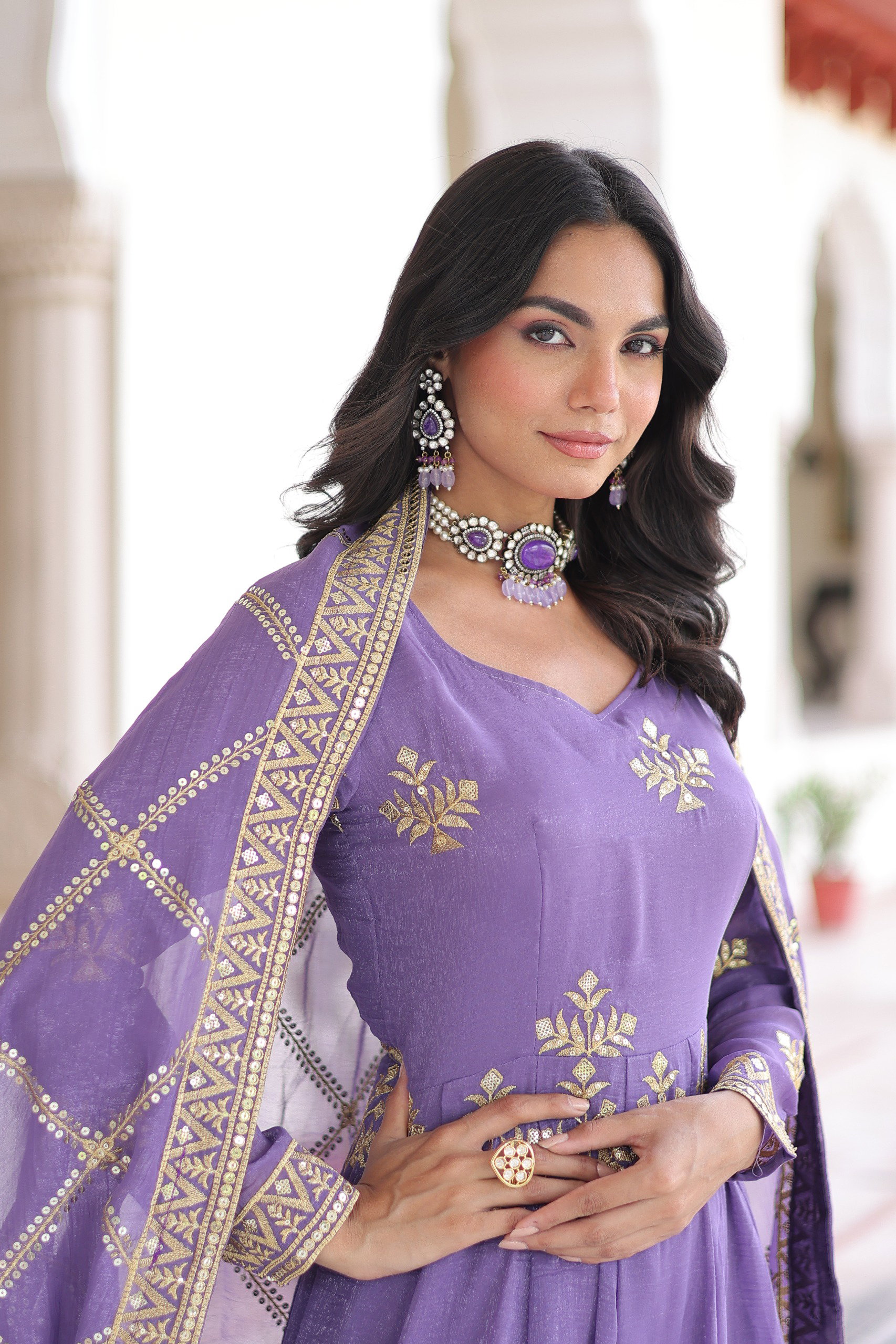 Lekha KA 1212 Silver Crunchy Fancy Sequins Embroidery Gown Pant With Dupatta
