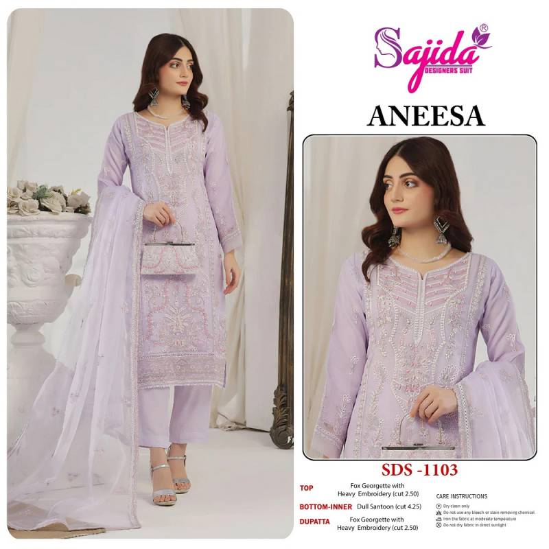 Sajida Aneesa Designer Georgette Embroidered Salwar Suit Collection