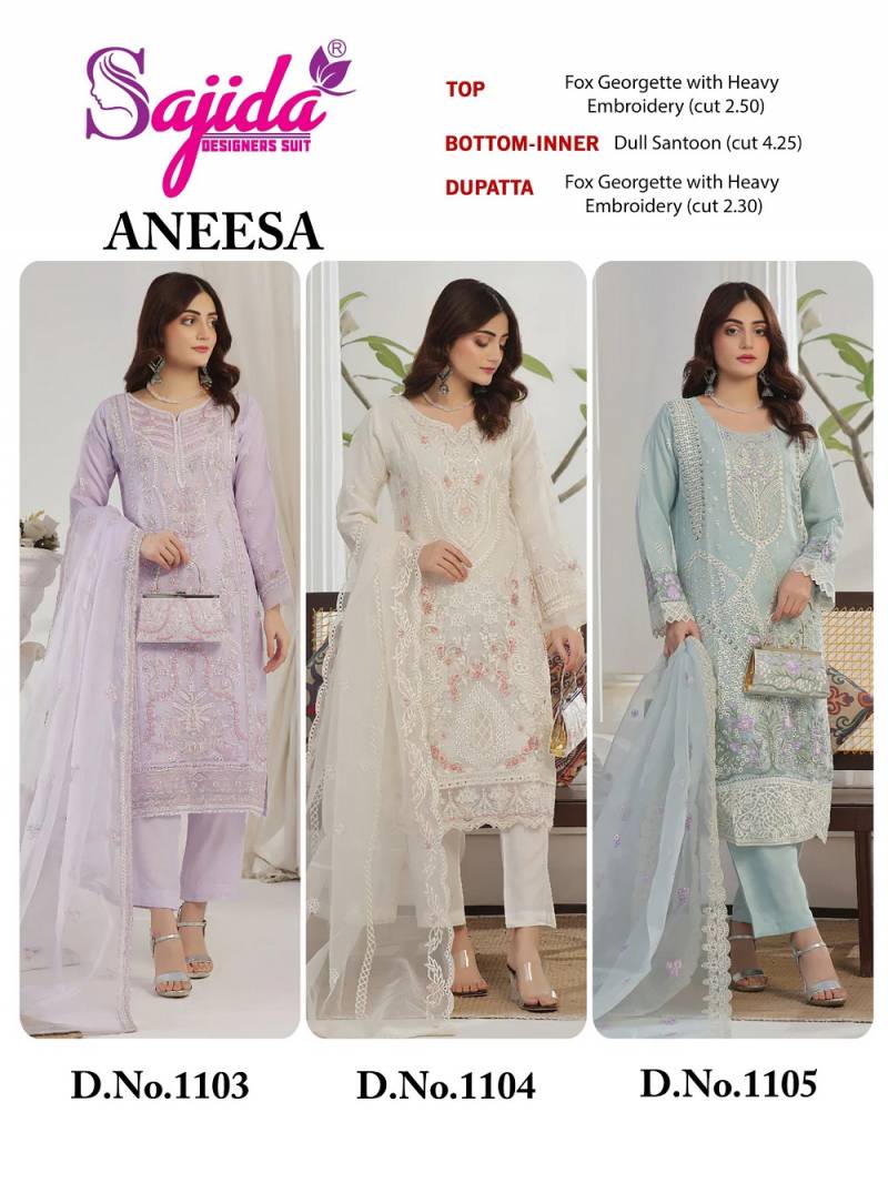 Sajida Aneesa Designer Georgette Embroidered Salwar Suit Collection