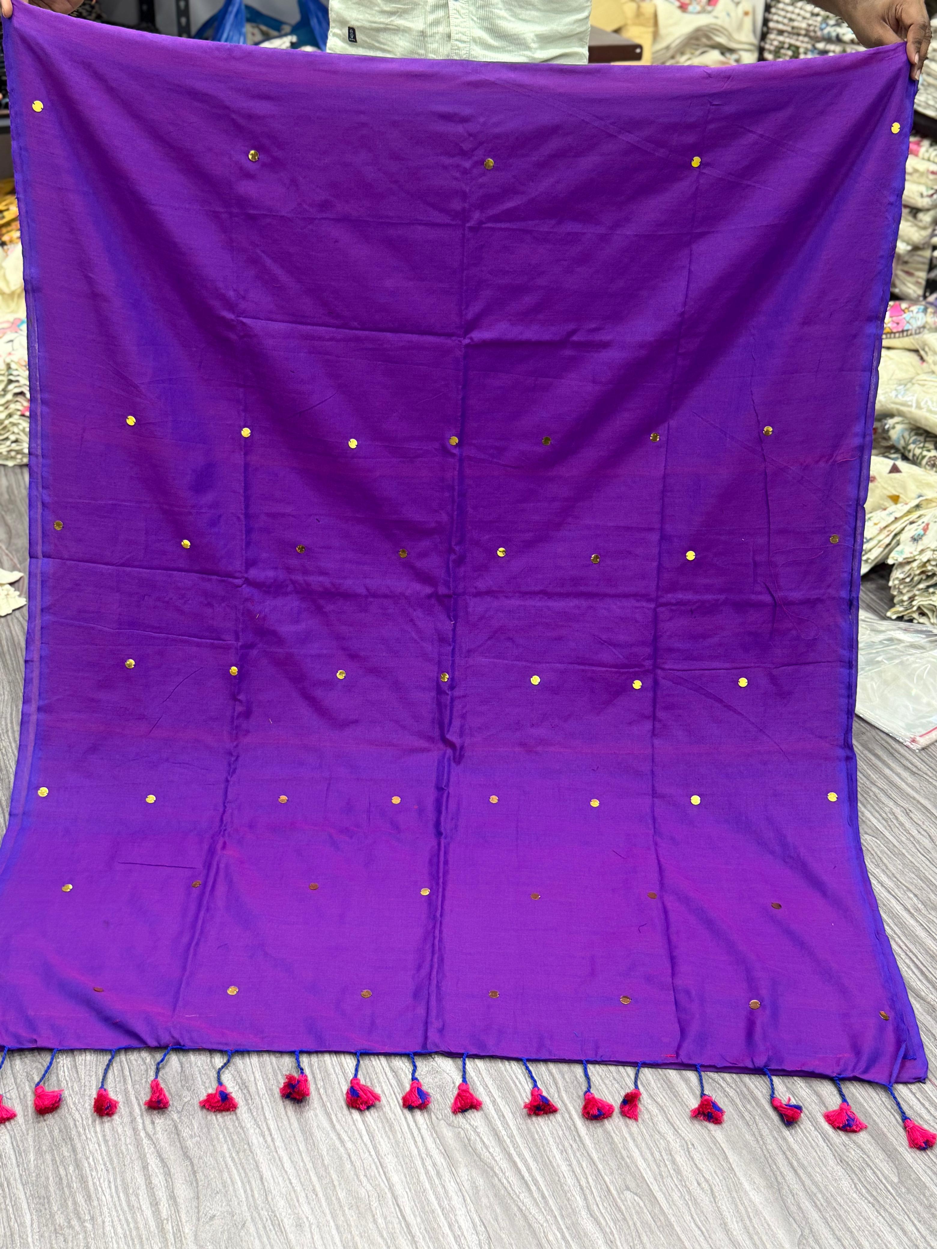 Lekha CF 207 Khadi Cotton Mirror Work Saree With Running Blouse