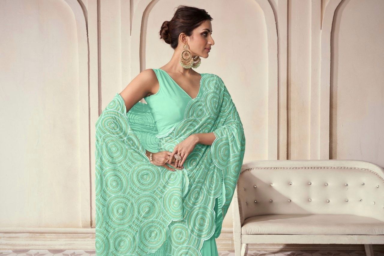 Lekha TF 148 Georgette Embroidery Work Party Wear Saree